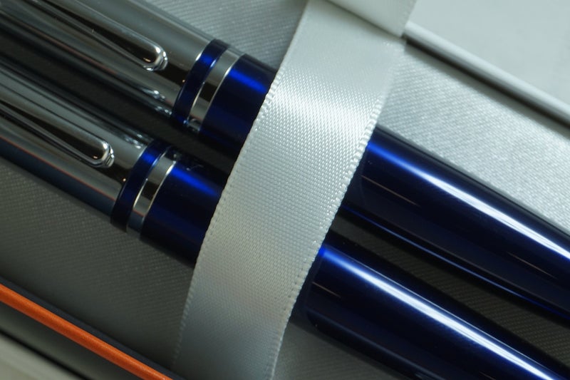 Cross Midnight Blue, polished Appointments and Cross signature mid Band Calaise Selectip Black Gel Ink Rollerball pen and Ballpoint Pen set. - Image 1